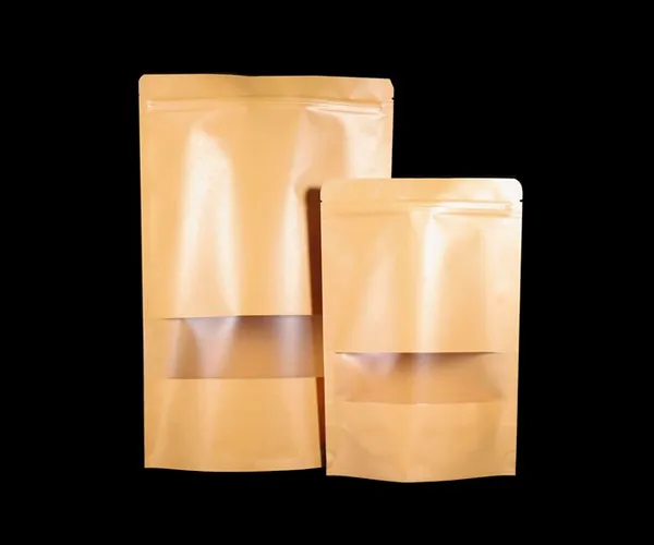 kraft paper standup pouch with window